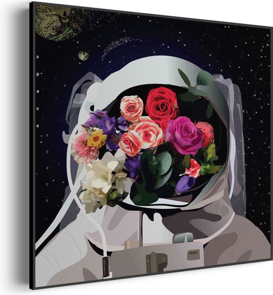 Tableau Acoustique L'astronaute de l'amour Square Pro L (80 X 80 CM) - Panneau acoustique - Panneaux acoustiques - Décoration murale acoustique - Panneau mural acoustique
