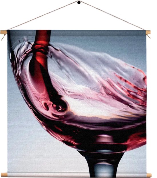 Textielposter Glas Rode wijn 01 Vierkant M (30 X 30 CM) - Wandkleed - Wanddoek - Wanddecoratie