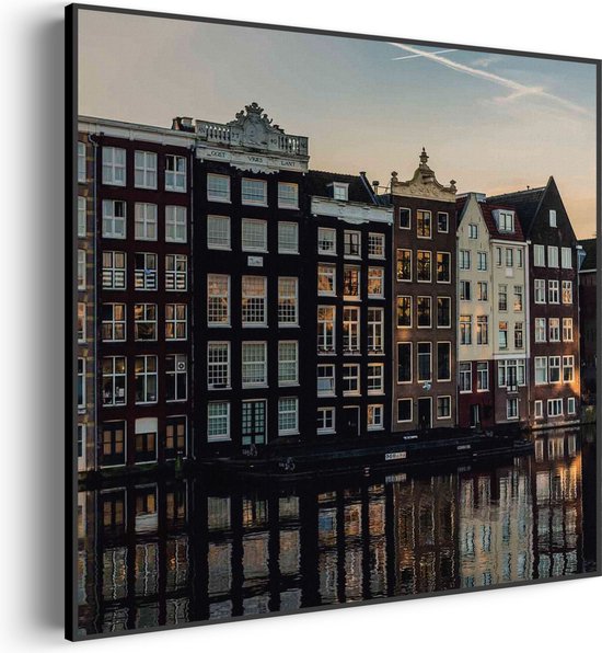 Akoestisch Schilderij Aan die Amsterdamse Gracht Vierkant Pro XL (100X100) - Akoestisch paneel - Akoestische Panelen - Akoestische wanddecoratie - Akoestisch wandpaneel