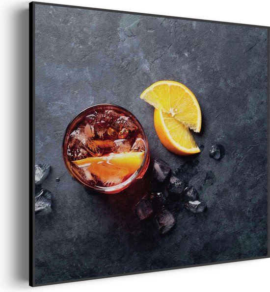 Akoestisch Schilderij Cocktail met Citroen Vierkant Pro L (80 X 80 CM) - Akoestisch paneel - Akoestische Panelen - Akoestische wanddecoratie - Akoestisch wandpaneel