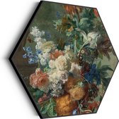 Akoestisch Schilderij Jan Davidsz Stilleven met bloemen in een glazen vaas 1650-683 Hexagon Basic M (60 X 52 CM) - Akoestisch paneel - Akoestische Panelen - Akoestische wanddecoratie - Akoestisch wandpaneel