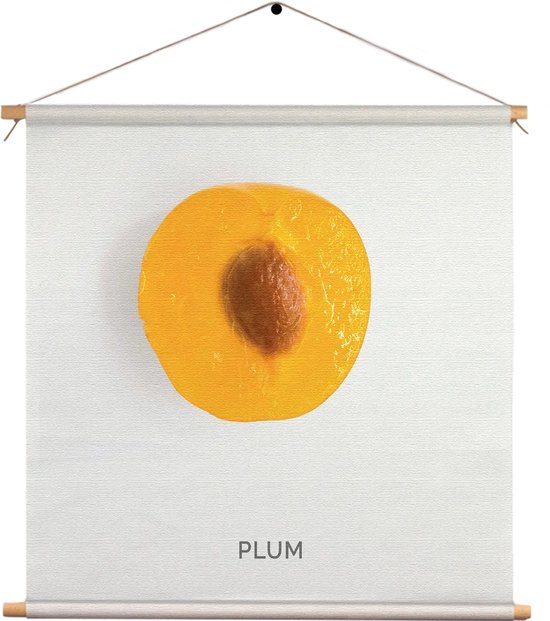 Textielposter Plum Pruim Oranje Vierkant M (30 X 30 CM) - Wandkleed - Wanddoek - Wanddecoratie