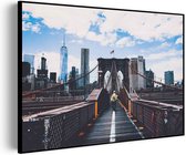 Akoestisch Schilderij Brooklyn Bridge New York Daglicht Rechthoek Horizontaal Pro XL (120 x 86 CM) - Akoestisch paneel - Akoestische Panelen - Akoestische wanddecoratie - Akoestisch wandpaneel