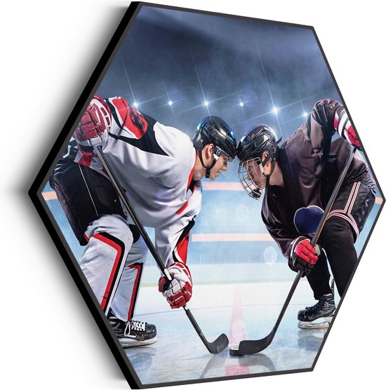 Akoestisch Schilderij Ijshockey Battle Hexagon Basic L (100 X 86 CM) - Akoestisch paneel - Akoestische Panelen - Akoestische wanddecoratie - Akoestisch wandpaneel