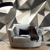Fotobehangkoning - Behang - Vliesbehang - Fotobehang Zilveren 3D Geometrie - Cosmic Silver - 150 x 105 cm