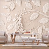 Fotobehangkoning - Behang - Vliesbehang - Fotobehang - Paper Flowers (Beige) - Bloemen - 300 x 210 cm