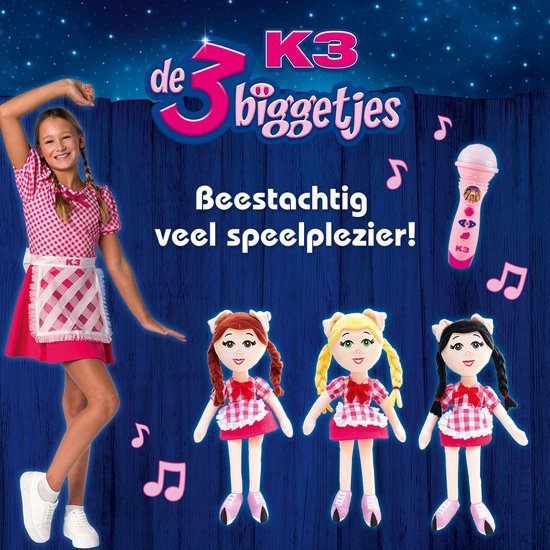 K3 Speelgoedmicrofoon - Microfoon met stemopname De 3 Biggetjes - Met 4 K3 liedjes - K3
