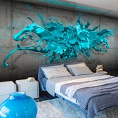 Fotobehangkoning - Behang - Vliesbehang - Fotobehang Blauwe Inkt - 3D - Blue Ink Blot - Verf - 250 x 175 cm