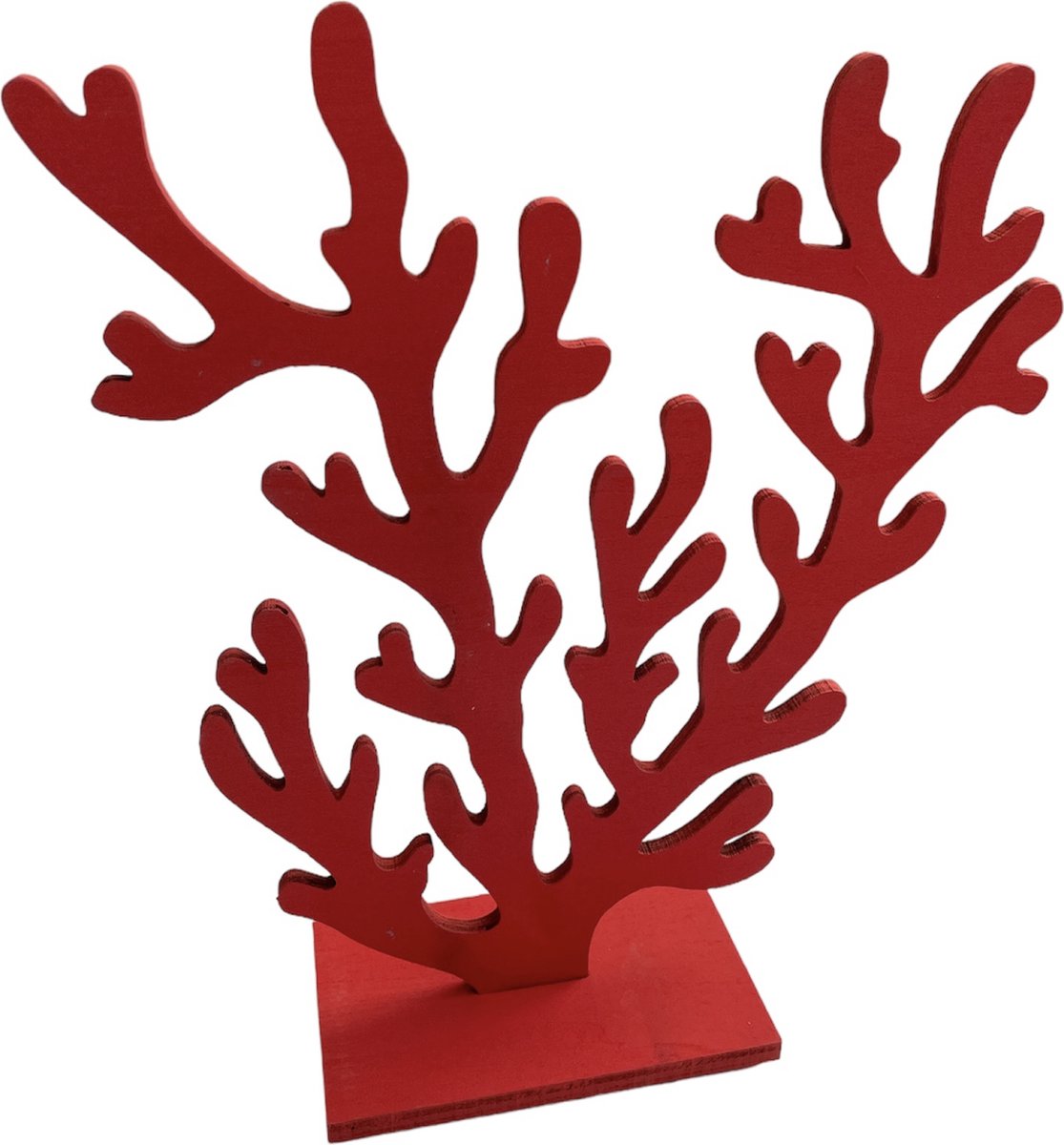 Boltze Home - Koraal op voet - rood - houten decoratie