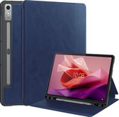 Case2go - Hoes geschikt voor Lenovo Tab P12 (2023) - Business Book Case - Auto Wake/Sleep functie - Opbergvak - Donker Blauw