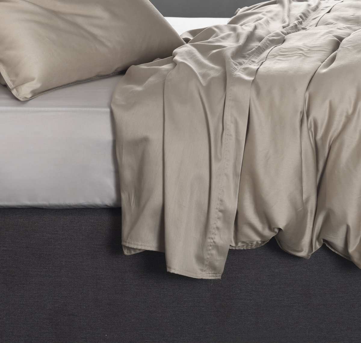 Zohome Laken Satinado - Onderlaken 270x290 cm - Bedlaken van 100% Katoen-Satijn - Beige