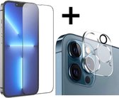 Screenz® - FULL COVER Screenprotector + Camera lens protector geschikt voor iPhone 13 Pro Max- Tempered glass Screen protector geschikt voor 13 Pro Max - Beschermglas - Glasplaatje - 1+1 stuks