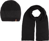 SUYUTTI Heren 2-Delig Winter Set | Muts (Beanie) met Fleecevoering - Sjaal | K23390-01-01 | Black