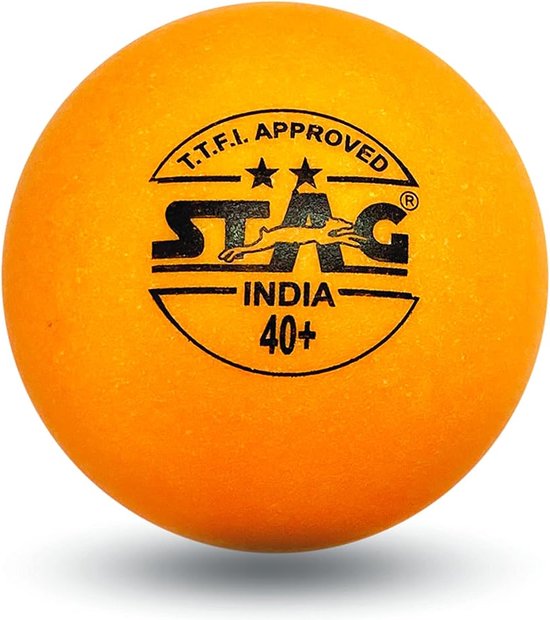 Stag Two Star Plastic Tafeltennisbal, 40 mm, Pak van 3 (Oranje) | Plastic | STAG Ball Soft Pro Tennisbal | Ballen voor Training, Toernooien en Recreatief Spelen | Duurzaam voor Indoor/Outdoor Spel
