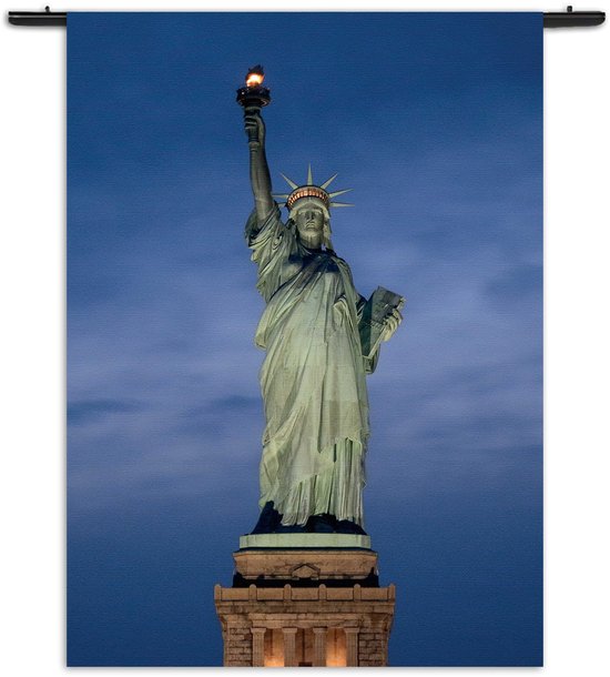Mezo Wandkleed Vrijheidsbeeld New York Donker 02 Rechthoek Verticaal S (85 X 60 CM) - Wandkleden - Met roedes