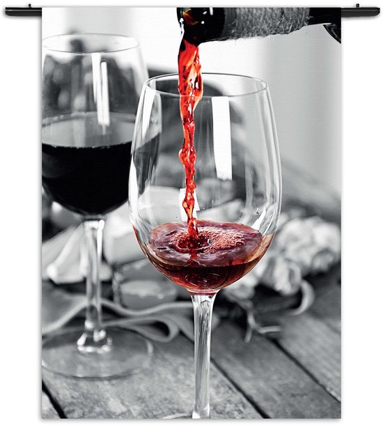 Mezo Wandkleed Red Red Wine 02 Rechthoek Verticaal M (125 X 90 CM) - Wandkleden - Met roedes