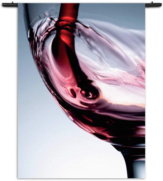 Velours Wandkleed Glas Rode wijn 01 Rechthoek Verticaal M (125 X 90 CM) - Wandkleden - Met roedes
