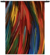 Velours Wandkleed Geschilderde Strepen Kleurrijk Rechthoek Verticaal XL (210 X 150 CM) - Wandkleden - Met roedes