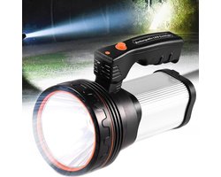ALFLASH oplaadbare zaklamp lantaarn hoog vermogen 8000 lumen 6000 mAh LED super helder waterdicht buiten handheld spotlight zaklamp draagbaar zoeklicht (zilver)