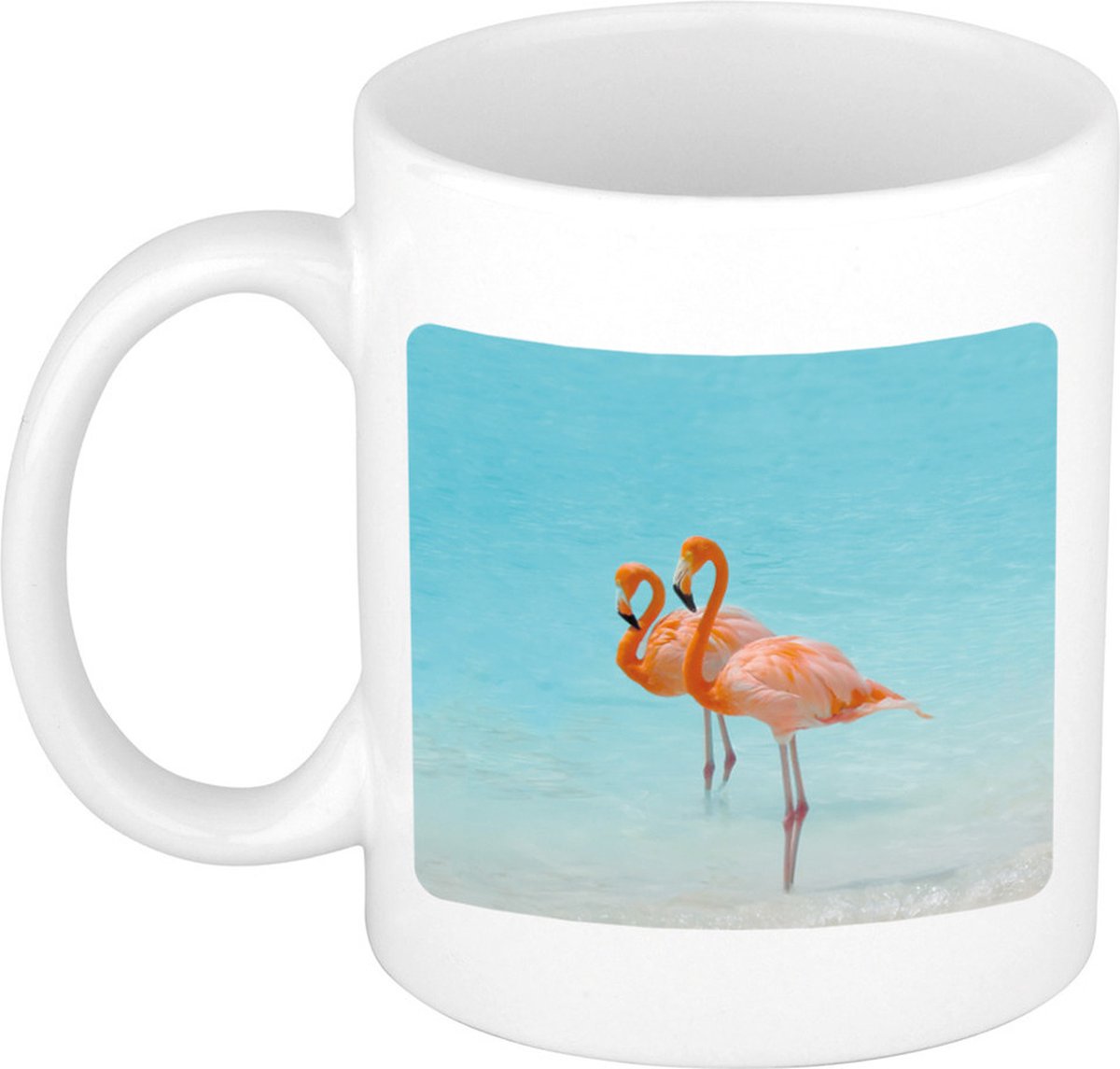 Dieren flamingo foto mok 300 ml - cadeau beker / mok flamingo vogels liefhebber