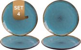 Palmer Bord Lotus 27.5 cm Turquoise Zwart Stoneware 4 stuk(s)
