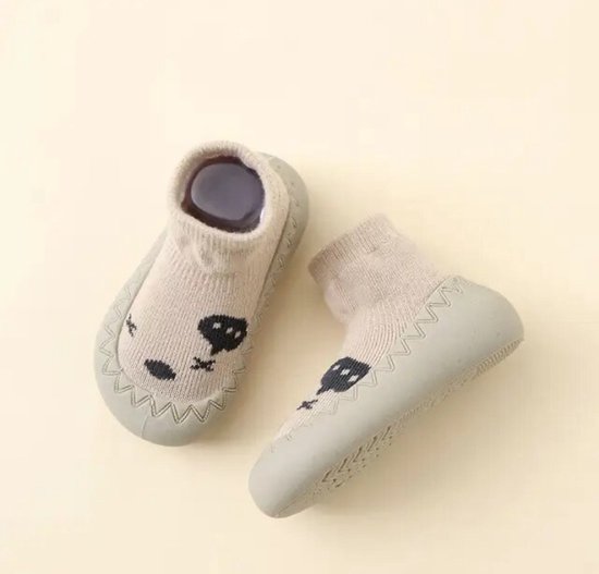 Anti-slip babyschoentjes - Soksloffen - Eerste loopschoentjes van Baby-Slofje - Beige maat 23