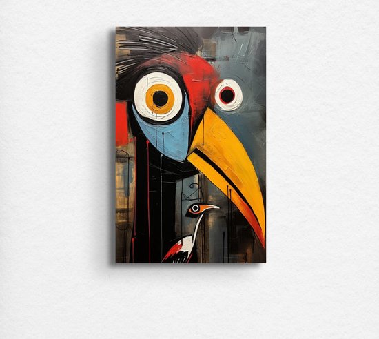vogel acryl schilderij - Abstract acryl schilderij - acryl schilderij woonkamer - acryl schilderij modern - industrieel acryl schilderij - Picasso - 100 x 150 cm 10mm
