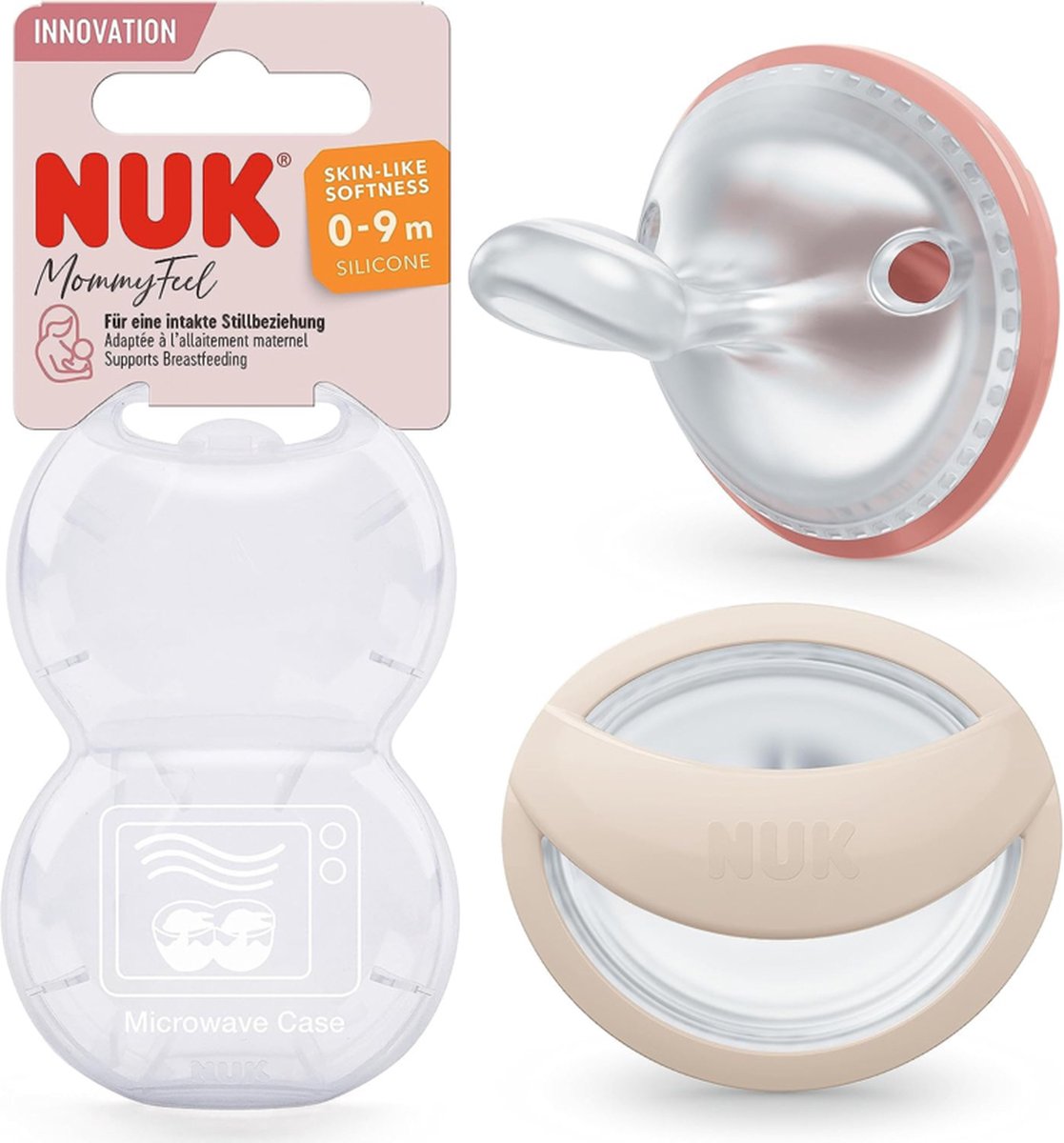 Sucettes NUK 0-6 mois en silicone doux sans BPA - violet et rose (2 pcs)(