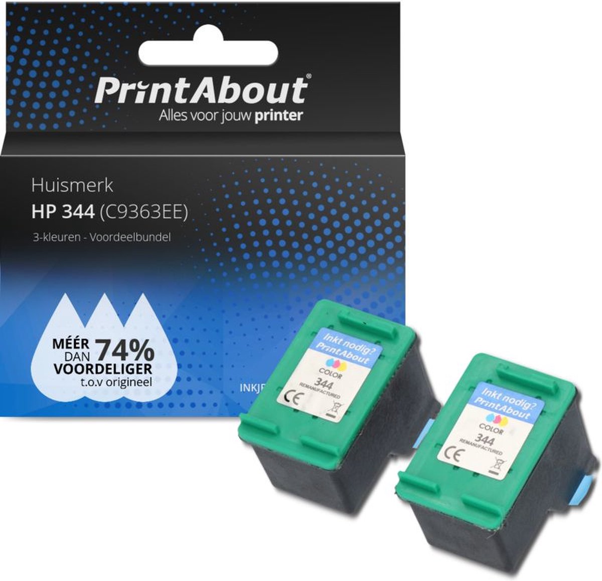 PrintAbout - Inktcartridge / Alternatief voor de HP C9363EE (nr 344) / 3 Kleuren