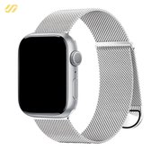 Geschikt voor Apple Watch bandje - Milanees - Zilver - 42/44/45/49mm - Voor iWatch 1,2,3,4,5,6,7,8,9,SE,Ultra