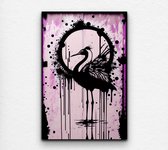 banksy art - flamingo schilderij - schilderijen woonkamer - banksy - woonkamer glasschilderij - glasschilderijen - 80 x 120 cm 10mm