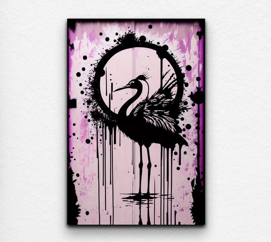 banksy - schilderij woonkamer - banksy canvas - banksy art - flamingo schilderij - banksy schilderijen - 50 x 70 cm Met baklijst
