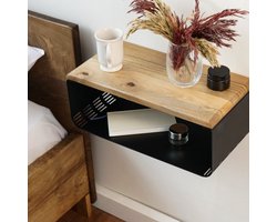 Ultimate Premium Product - Nachtkastje - Nachtkastje zwevend - Nachtkastje modern - Nachtkastje industrieel - Nachtkastje zwart - Wandplank