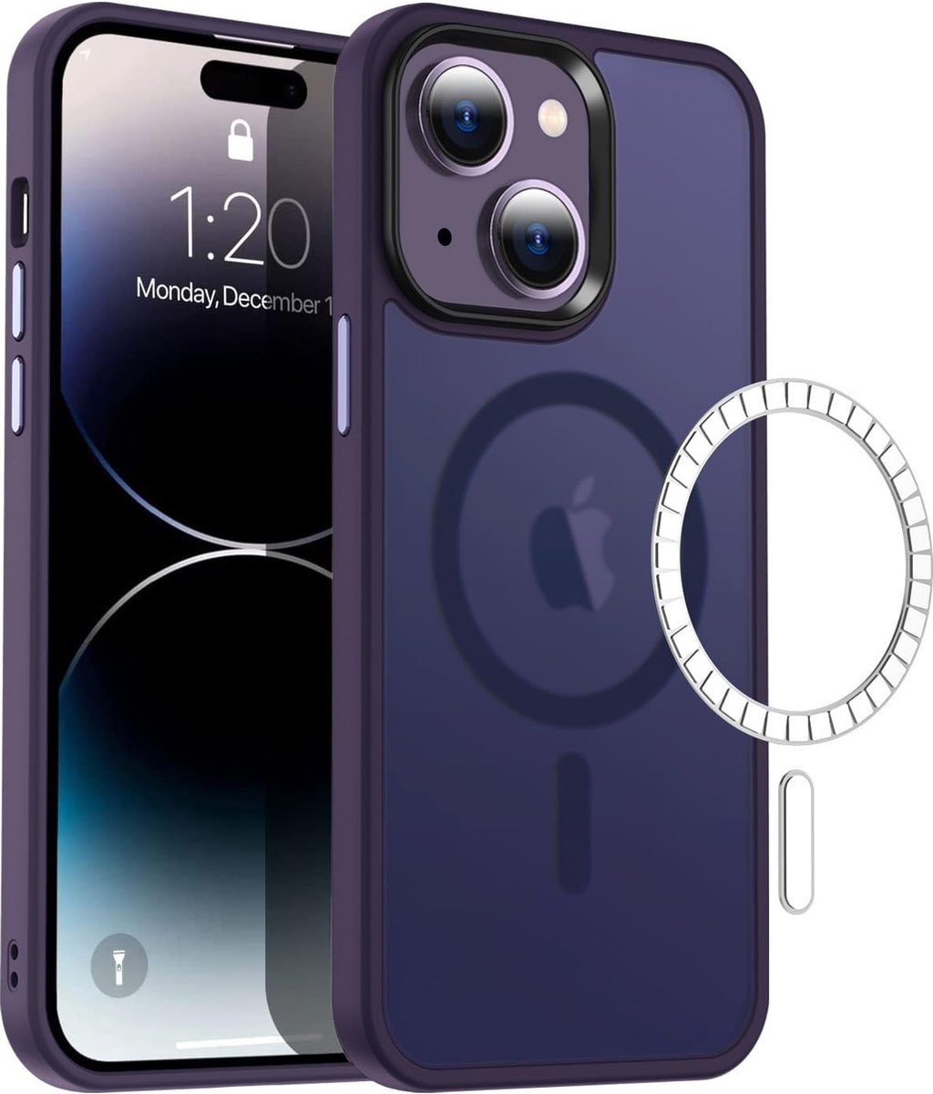 Casify Classic Hybrid geschikt voor iPhone 15 Hoesje met MagSafe - Mat Donkerpaars