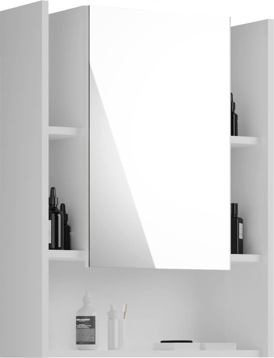 Venice badkamerspiegelkast, badkamerspiegel, houtmateriaal, wit hoogglans/spiegel, 60 x 77 x 17 cm