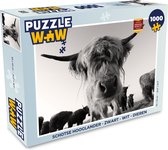 Puzzel Schotse Hooglander - Zwart - Wit - Dieren - Legpuzzel - Puzzel 1000 stukjes volwassenen