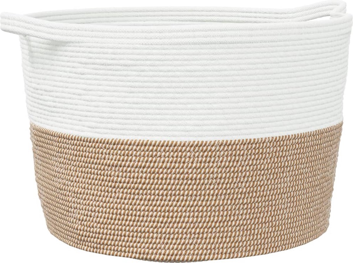 Goedkoopste vidaXL - Wasmand - Ø - 60x36 - cm - katoen - bruin - en - wit
