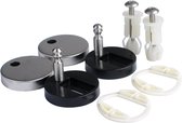 Rootz WC-brilbevestigingsset - Toiletbrilscharnier - Toiletbevestiging - Toiletbevestigingsset - Toiletbeugel - Badkamerbevestiging - Roestvrij staal en zwart - Zie afbeeldingen voor afmetingen