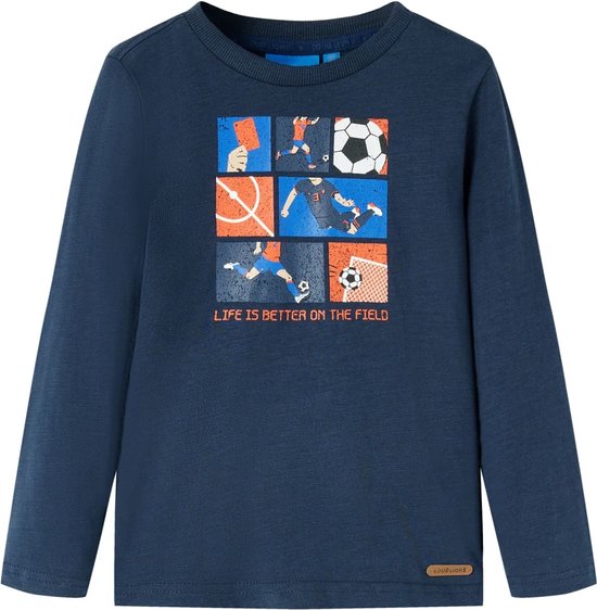 vidaXL-Kindershirt-met-lange-mouwen-voetbalprint-140-gemêleerd-marineblauw