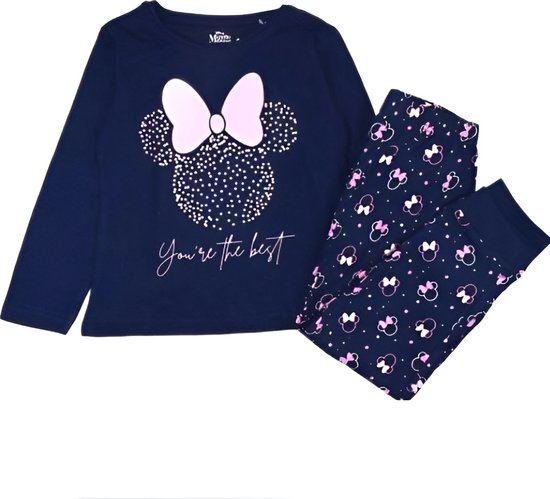 Minnie Mouse - Pyjama 100% coton bleu marine - Taille 122
