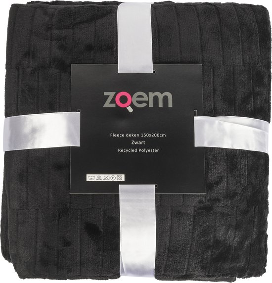 Zoem - Fleece deken XL - Fleece plaid XL - Recycled - Kerst - Zwart - Picknick - Terras - Tuinset - Duurzaam - 205 x 150 - 300 gsm – Kleedje