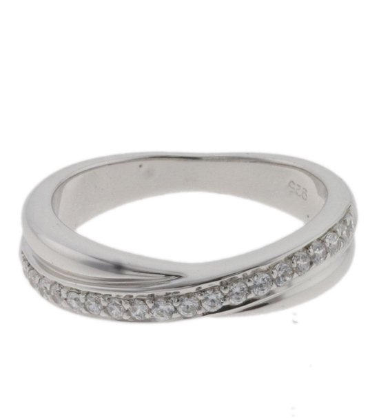 Behave Ring - zilver - met steentjes - 925 zilver - minimalistisch design - maat 56 - 17.75mm