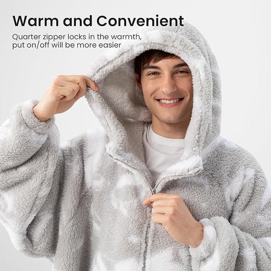 Couverture Portable à Capuche Unisexe - Sweat Plaid Avec Manches, Motif Animal, Oversize Pour Femme Et Homme