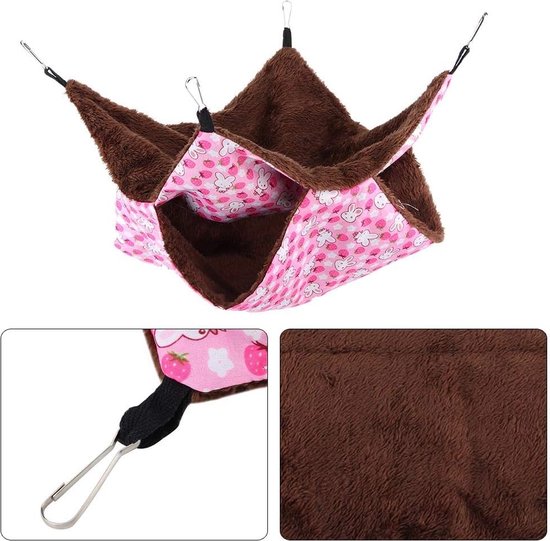 Hamac Pour Petit Animal - Lit Suspendu Chaud Et Doux Pour Hamster, Chinchilla, Furet, Rat - Peluche Confortable, Lavable, Facile à Installer En Cage