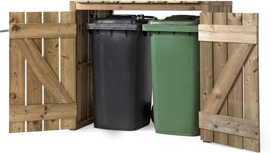 Cache-containers Andre - Conversion de Kliko double - Rangement de conteneurs - Armoire à conteneurs - Rangement de conteneurs pour 2 poubelles - woodselections