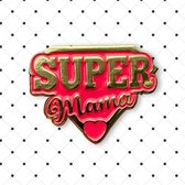Pinneke SUPER Mama, op cadeaukaartje - Moederdag cadeau - Cadeau voor vrouwen - super mama - speld - embleem