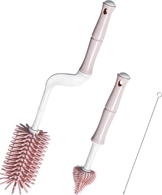 Youha® flessenborstels - Schoonmaakborstels - 3 stuks - Siliconen materiaal - Borstel voor fopspeen, buisjes, slangen en flesjes - Makkelijk schoonmaken - Spenen - Flessenreinigen - Kleur: Roze van Youha — afbeelding 3