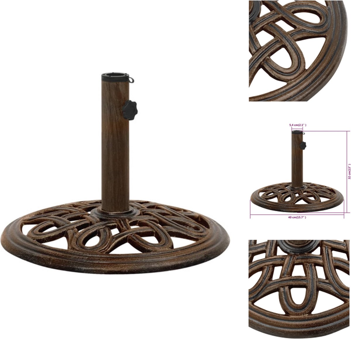Bol.com vidaXL - Parasolvoet - 40x40x32 - cm - gietijzer - bronskleurig aanbieding