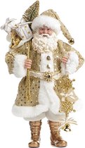 Goodwill - Kerstman met zak kadootjes en kerstboom - wit/goud