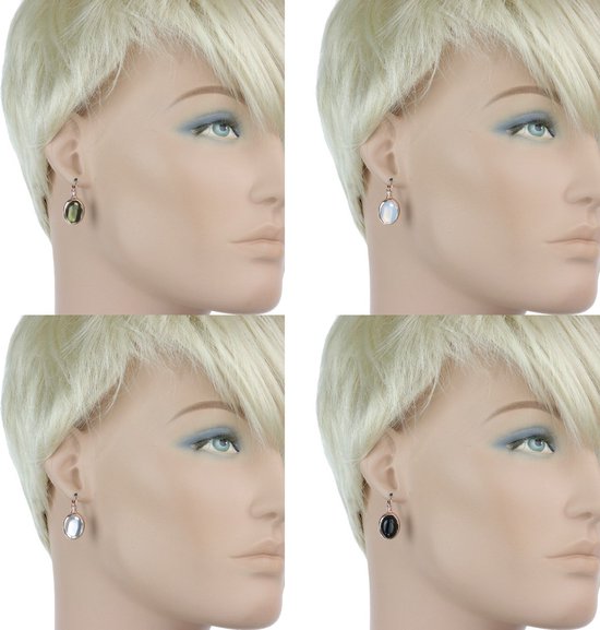 Boucles d'oreilles d'oreilles Behave - femme - couleur rose - boucles d'oreilles serties de 4 pierres interchangeables